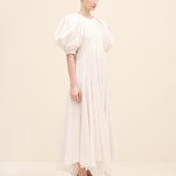 Voluminous Sleeve Midi Dress Offwhite