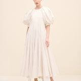 Voluminous Sleeve Midi Dress Offwhite