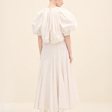 Voluminous Sleeve Midi Dress Offwhite