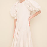 Voluminous Sleeve Midi Dress Offwhite