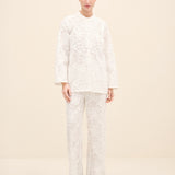 Floral Guipure Lace Trousers Offwhite