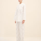 Floral Guipure Lace Top Offwhite