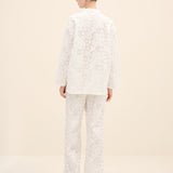 Floral Guipure Lace Trousers Offwhite