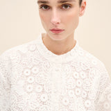 Floral Guipure Lace Trousers Offwhite