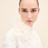 Floral Guipure Lace Trousers Offwhite