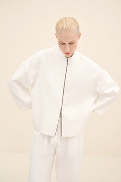 Zip-Front Crepe Jacket