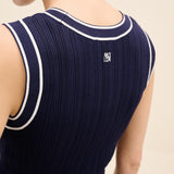 Navy Ribbed Knit Tank Top