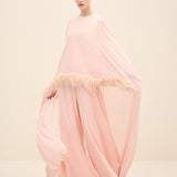 Feather-Trim Cape Blouse Blush
