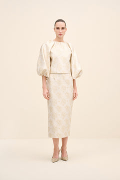 Floral Jacquard Pencil Skirt