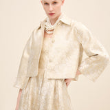 Floral Jacquard Cropped Jacket