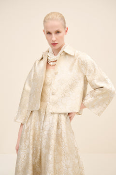 Floral Jacquard Cropped Jacket