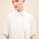 Embellished Cuff Poplin Midi Dress