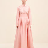 Wide Waistband Poplin Midi Skirt