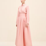 Wide Waistband Poplin Midi Skirt