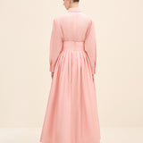 Wide Waistband Poplin Midi Skirt