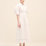 Puff Sleeve Poplin Midi Dress