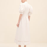Puff Sleeve Poplin Midi Dress