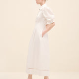 Puff Sleeve Poplin Midi Dress