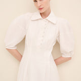 Puff Sleeve Poplin Midi Dress