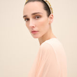 Feather-Hem Cape Maxi Dress Peach