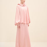 Ruffled Collar Volume-Sleeve Blouse Blush