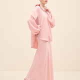 Ruffled Collar Volume-Sleeve Blouse Blush