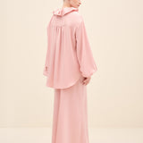 Ruffled Collar Volume-Sleeve Blouse Blush