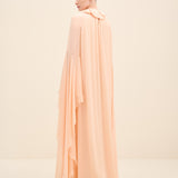 Chiffon Draped Collar Cape Dress Peach