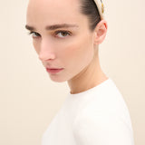 Embellished Bell-Sleeve Crepe Gown White