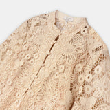 Floral Lace Midi Dress Beige