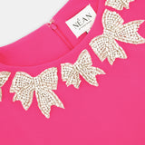 Bow Embellished-Neck Kaftan Gown