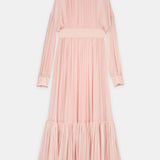 Gathered High-Neck Silk Chiffon Gown