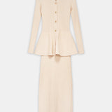 Ribbed Knit Button-Front Midi Dress Gold