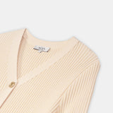 Ribbed Knit Button-Front Midi Dress Gold