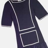 Navy Taffeta Knit Midi Dress