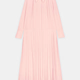 Silky Crepe Pleated Shirt Dress