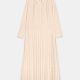 Silky Crepe Pleated Shirt Dress