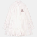 Embellished-Bow Tiered Mini Dress