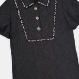Embellished Collar Jacquard Midi Dress