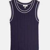 Navy Ribbed Knit Tank Top