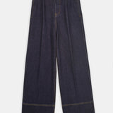 Wide-Leg Dark Denim Trousers