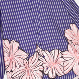 Floral-Printed Striped Silk Shirt