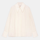 Pleated-Front Silk Crepe Shirt