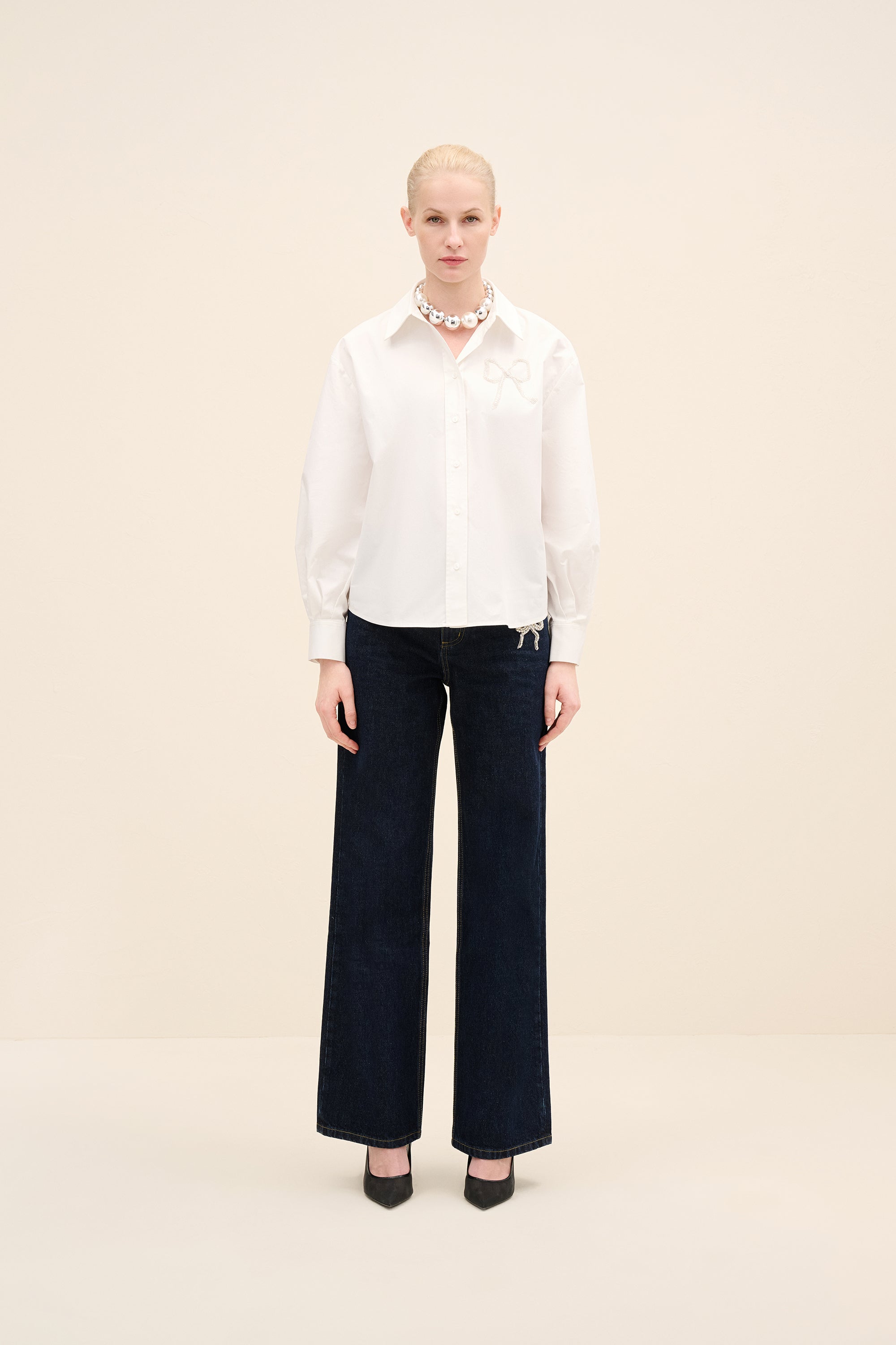 Embellished Bow Shirt