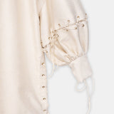 Lace-Up Sleeve Oversized Tunic Shirt Offwhite