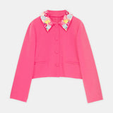 Embellished-Collar Cropped Jacket