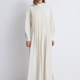 Nean Pleated Long Sleeve Dress Off White