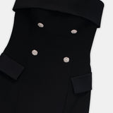 Strapless Button-Detail Gown