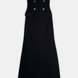 Strapless Button-Detail Gown