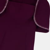 Crystal-Trimmed Cape-Sleeve Maxi Dress